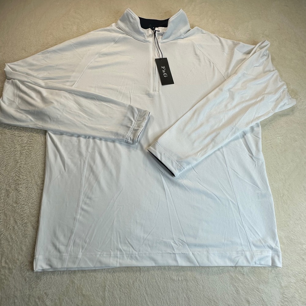 Fairway and Greene Mens New School 1/4 Zip Pullover White F11560C Large NWT